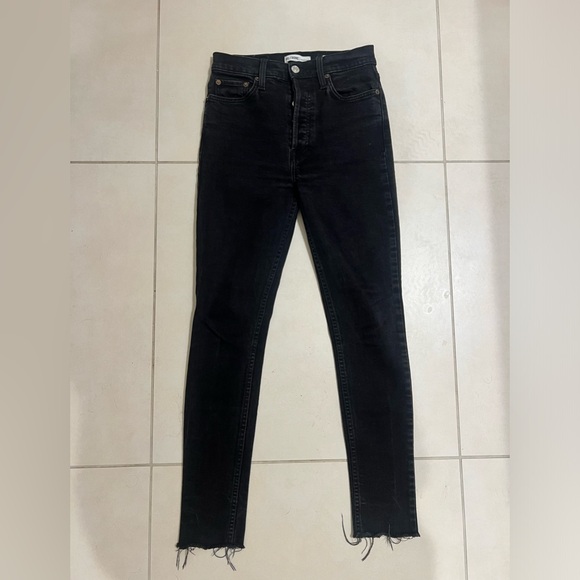 Re/Done High Rise Stove Pipe Ankle Crop Jeans In Black - Size 27 - Picture 7 of 9